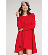 Червена асиметрична рокля с памук Carlie-1 снимка