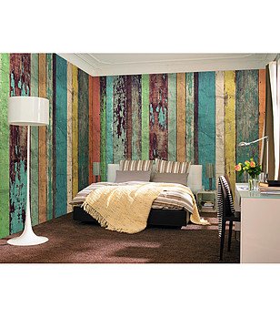 Фототапет от нетъкан текстил - 8 части Colored Wooden Wall снимка