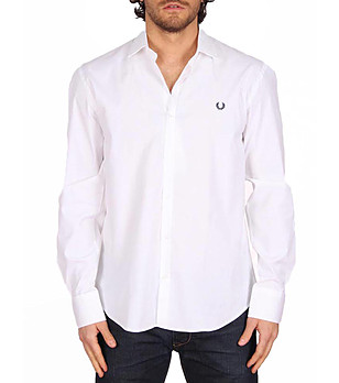 Бяла памучна мъжка риза Adam  снимка