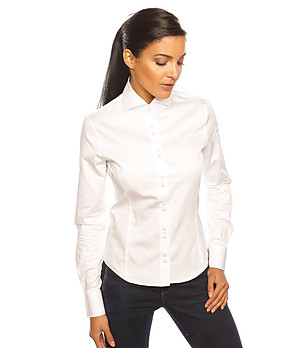Бяла памучна дамска риза Ivon снимка