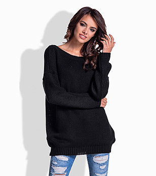 Черен дамски пуловер снимка