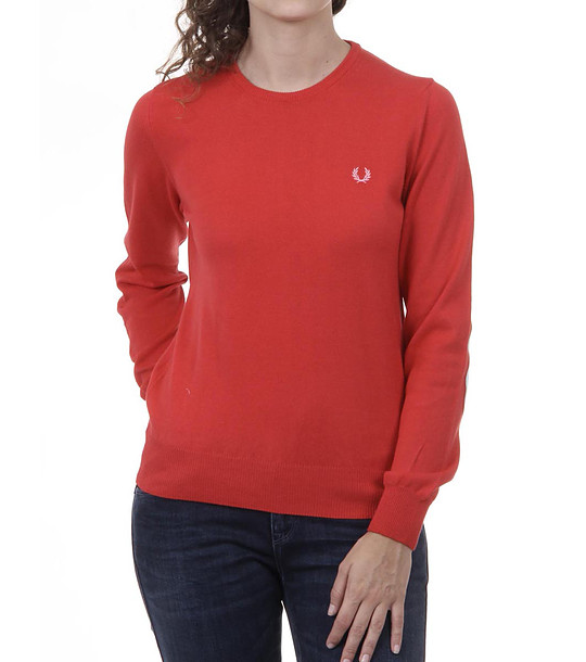 Дамски памучен пуловер в червено снимка