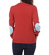 Дамски памучен пуловер в червено и синьо-1 снимка