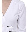 Бяла памучна дамска жилетка с кантове-2 снимка