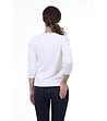 Бяла памучна дамска жилетка с кантове-4 снимка