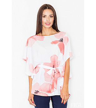 Дамска блуза с розови флорални мотиви Abra снимка
