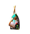 Дамска кожена многоцветна чанта с флорални мотиви Lina-3 снимка