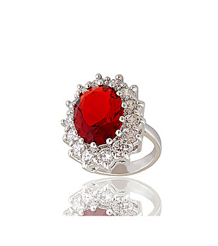 Сребрист пръстен с червен кристал L'Anaïs снимка