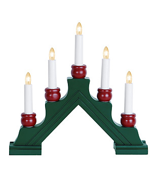 Декоративен свещник в зелено, червено и бяло снимка