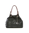 Черна кожена чанта с кафяви дръжки Dee-0 снимка