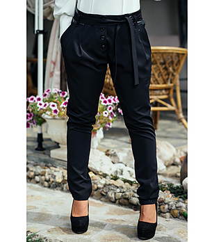 Черен дамски панталон с памук снимка