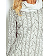 Рокля в сиво и бяло с принт плетеници-4 снимка