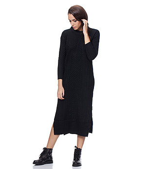Черна дълга плетена рокля Marina снимка