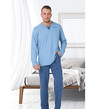 Памучна мъжка синя пижама Amadeus снимка