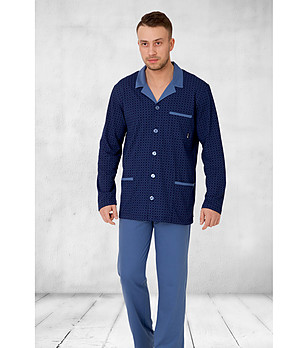 Синя памучна мъжка пижама Roman снимка
