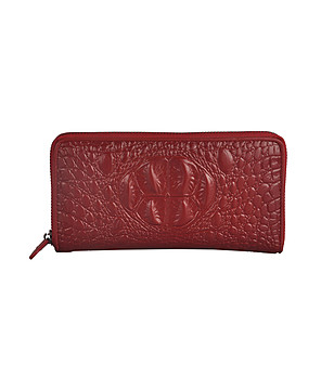 Червен дамски портфейл от естествена кожа Wal снимка