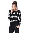 Черен дамски пуловер на бели звезди Abra-0 снимка