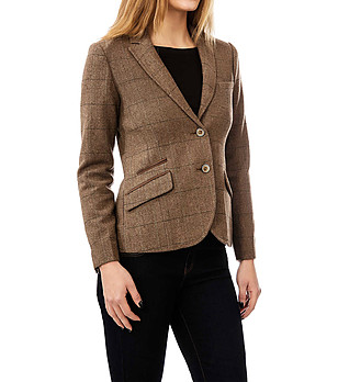 Дамско сако в кафяво на каре Margaret снимка