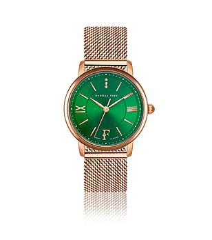 Розовозлатист дамски часовник със зелен циферблат Monroe снимка