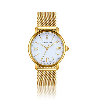 Златист дамски часовник с бял циферблат Selene снимка