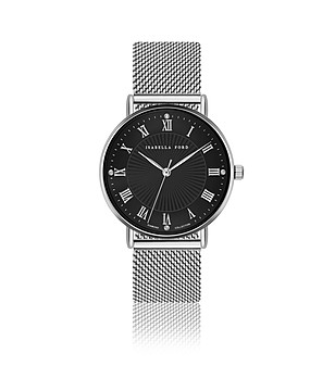 Сребрист дамски часовник с черен циферблат Désirée снимка