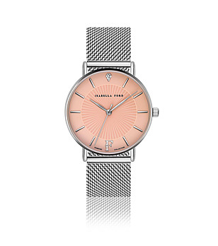 Сребрист дамски часовник с розов циферблат Allure снимка