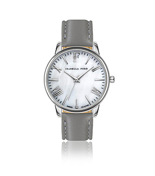 Дамски сребрист часовник със сива каишка Serenity снимка