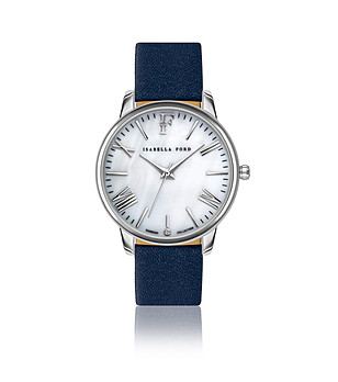 Дамски сребрист часовник със синя каишка Serenity снимка