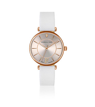 Дамски часовник в розовозлатисто с бяла каишка Sophia снимка