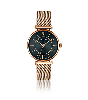 Розовозлатист дамски часовник с черен циферблат Portia снимка