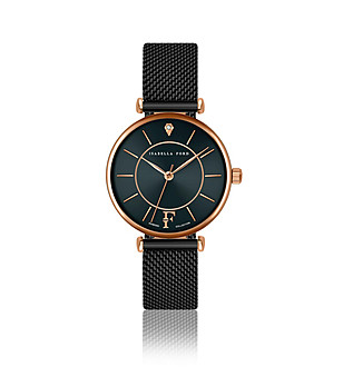 Черен дамски часовник с розовозлатист корпус Portia снимка