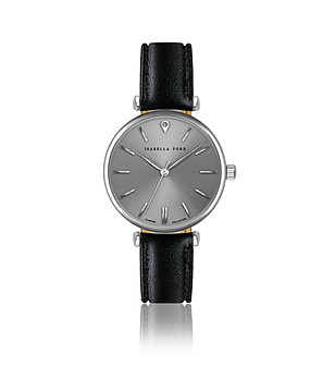 Дамски часовник в сребристо с черна каишка Audrey снимка
