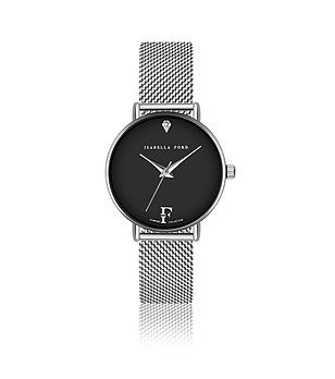 Сребрист дамски часовник с черен циферблат Infinity снимка