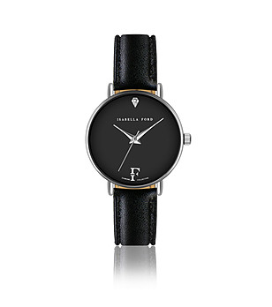 Дамски часовник в черно и сребристо Leather снимка