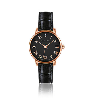 Дамски черен часовник с розовозлатист корпус Ophelia снимка