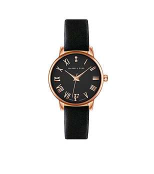 Часовник в черно с розовозлатист корпус Leather снимка