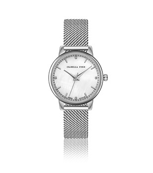 Сребрист дамски часовник с бял циферблат Demi снимка