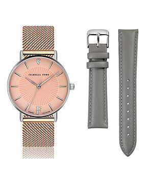 Розовозлатист дамски часовник със сива допълнителна каишка Allure снимка