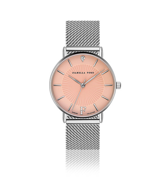 Сребрист дамски часовник с розов циферблат Allure снимка