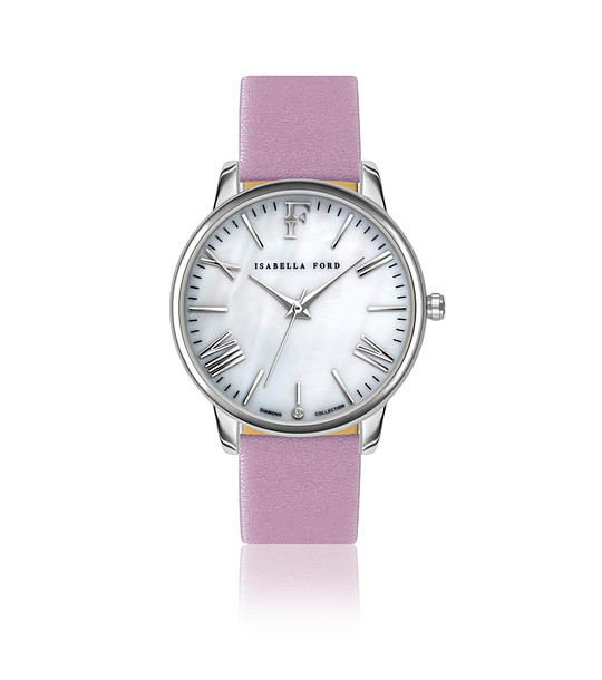 Дамски сребрист часовник с розова каишка Serenity снимка