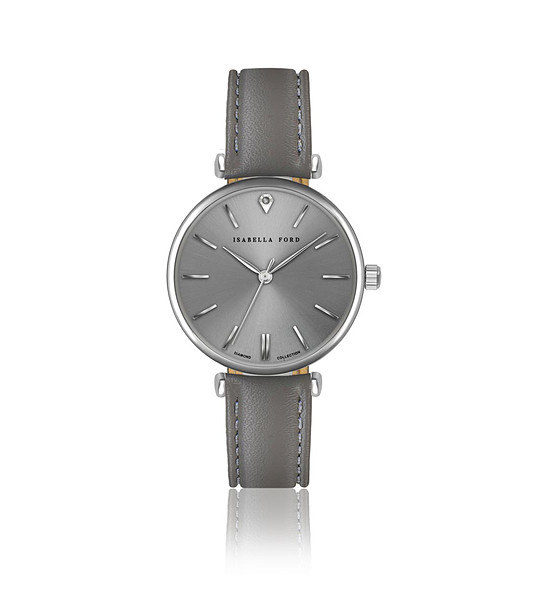 Дамски часовник в сребристо със сива каишка Audrey снимка