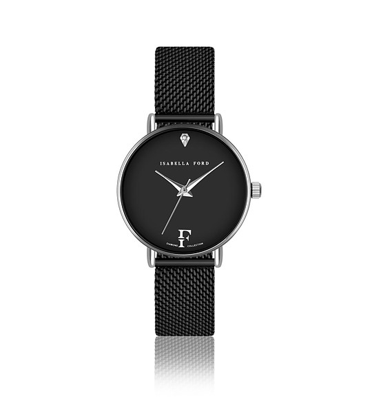 Черен дамски часовник със сребрист корпус Infinity снимка
