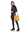 Дамска кожена чанта в цвят горчица Nita-4 снимка