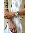 Сребрист дамски часовник с бяла каишка Adoria-1 снимка