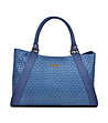 Синя кожена дамска чанта Stella-0 снимка