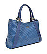 Синя кожена дамска чанта Stella-2 снимка