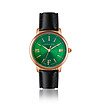 Розовозлатист часовник със зелен циферблат и черна каишка Monroe-0 снимка
