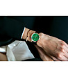 Розовозлатист часовник със зелен циферблат и черна каишка Monroe-1 снимка