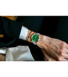 Розовозлатист часовник със зелен циферблат и сива каишка Monroe -1 снимка
