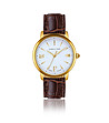 Златист дамски часовник с бял циферблат и кафява каишка Selene -0 снимка